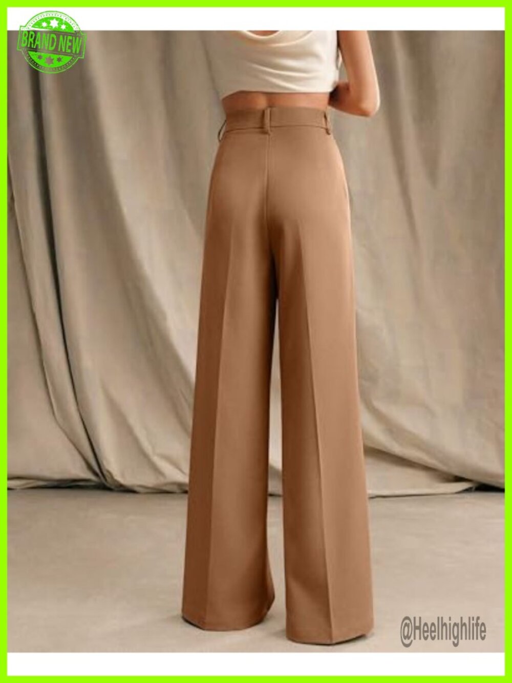 Wide Leg Dress Pants High Waist Business Casual Palazzo Trousers with Pockets - Picture 3 of 6